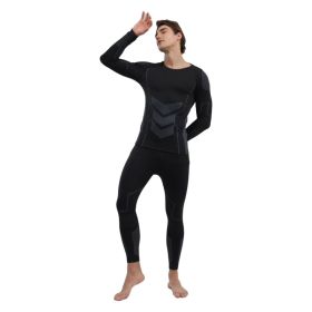 Men Thermal Underwear Set Shirt Pants Autumn Slim Fit Thermal Underwear Top Bottom Set Black XXL