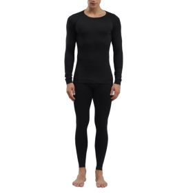 Men's Thermal Underwear Black Stylish Soft Close Fitting Men Cold Weather Top Bottom Set Base Layer For Autumn Winter S