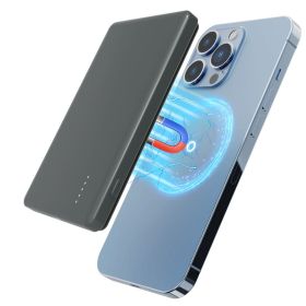 2 In 1 5000mAh 8MM Slim MagSafe Wireless Power Bank PD20W Magnetic Fast Charger Portable Phone Charger Fit For IOS Phone 15 14 13 12 Series And More (Option: Black)