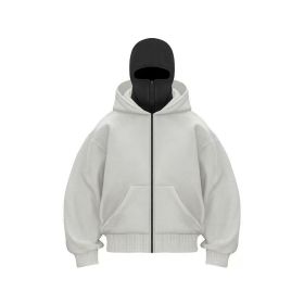 New European And American Autumn Spring Hooded Loose Cardigan Baseball Uniform Men (Option: Light Grey-L)