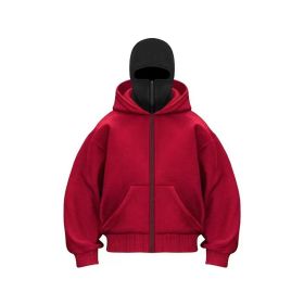 New European And American Autumn Spring Hooded Loose Cardigan Baseball Uniform Men (Option: Red-S)