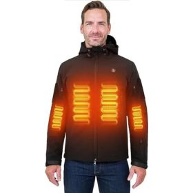 Heated Jacket For Men Soft Shell Heating Hood Jacket ANTARCTICA GEAR Winter Coat For Hunting Camping Climbing (Option: Black-XS)