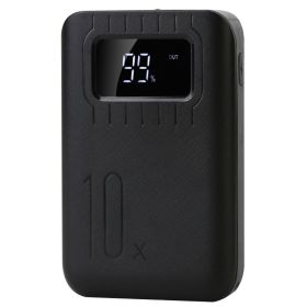 1Pc 1W MAh Portable Power Bank External Battery Pack Charger Dual USB Charge Interface With LCD Display Flashlight Type C Micro USB Lightning Input (Option: Black)