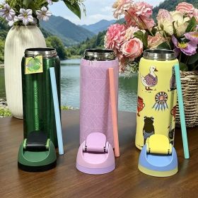 304 stainless steel outdoor sports water bottle, portable and leak-proof, suitable for daily travel, mountain climbing and fitness activities, etc (Option: Pink)