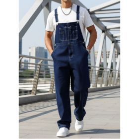 Big And Tall Mens Denim Bib Overalls Plus Size Loose Straight Leg Multi Pocket Workwear US Stock (Option: SL2111XL)