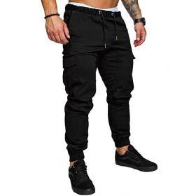 Men's Woven Fabric Casual Pants Corset Pants (Option: Black-2XL)