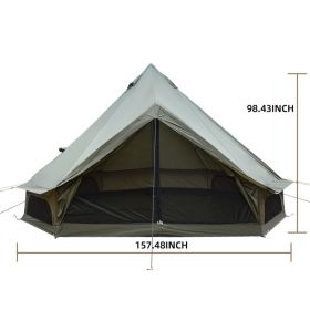 9.8FT 13.1FT Options Bell TentWaterproof Oxford Glamping Tent With Stove Jack 4 Season Family Camping Yurt Tent (Option: 13.1FT-Dark Green)