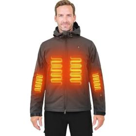 Heated Jacket For Men Soft Shell Heating Hood Jacket ANTARCTICA GEAR Winter Coat For Hunting Camping Climbing (Option: Black-M)