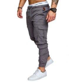 Men's Woven Fabric Casual Pants Corset Pants (Option: Gery-S)