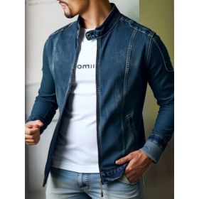 Big And Tall Denim Jacket Men Vintage Washed Full Zip Plus Size Jean Jacket US Warehouse Stock (Option: SY1115XL)