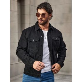 Men's Oversized Black Denim Jacket Vintage Washed Streetwear Trucker Jacket Casual Outerwear Ready Stock (Option: Y225L)