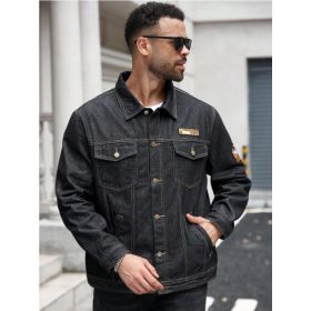 Black Denim Jacket Men Vintage Washed Trucker Jean Jacket Casual Streetwear US Ready Stock (Option: SY1993XL)