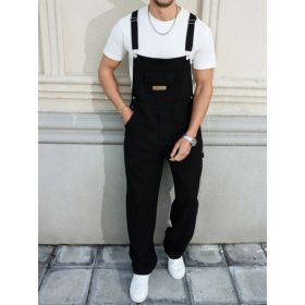 Black Denim Overalls Men Plus Size Big And Tall Relaxed Loose Fit Workwear Bib Overalls US Ready Stock (Option: SL2126XL)