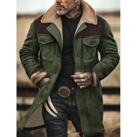 Suede Color-blocked Jacket With Multiple Pockets And Zippered Coat (Option: Black Plain Color Version-S)