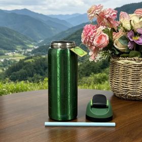 304 stainless steel outdoor sports water bottle, portable and leak-proof, suitable for daily travel, mountain climbing and fitness activities, etc (Option: Green)