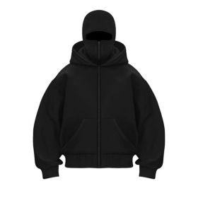 New European And American Autumn Spring Hooded Loose Cardigan Baseball Uniform Men (Option: Black-M)