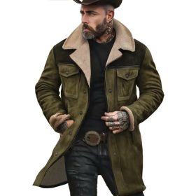 Suede Color-blocked Jacket With Multiple Pockets And Zippered Coat (Option: Military Green Black-M)