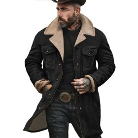 Suede Color-blocked Jacket With Multiple Pockets And Zippered Coat (Option: Coffee Solid Color Version-L)