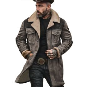 Suede Color-blocked Jacket With Multiple Pockets And Zippered Coat (Option: Gray Black-L)